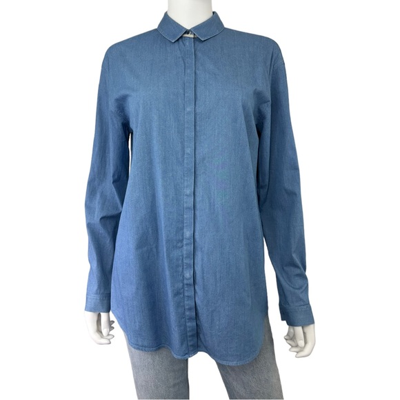 LAFAYETTE 148 New York Blue Denim Top - Picture 1 of 10